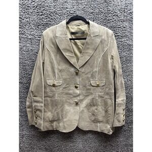 MARINA RINALDI SPORT Hunting Jacket Beige Goatskin Leather‎ Suede Size 23